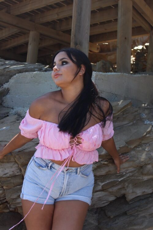 Lily- Ruched tie up crop top