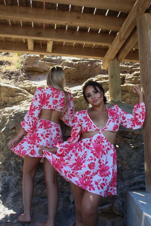 Blossom- floral cut out mini dress