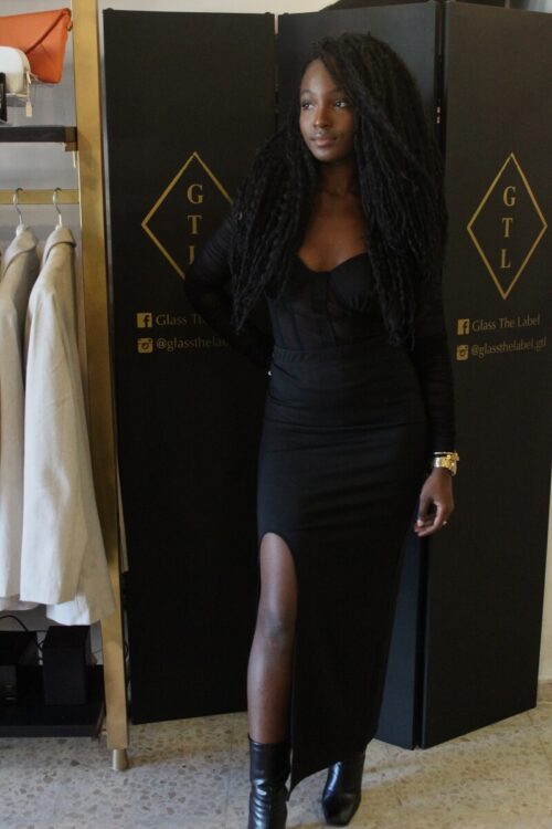 Black maxi skirt with split