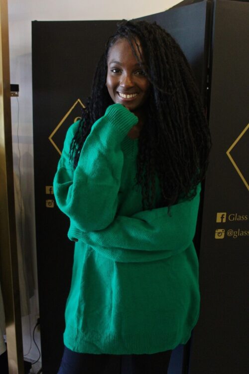 Green knitted jumper dress